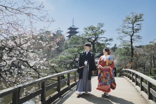 三溪園ならではの風景。