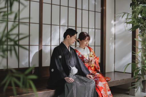 縁側で