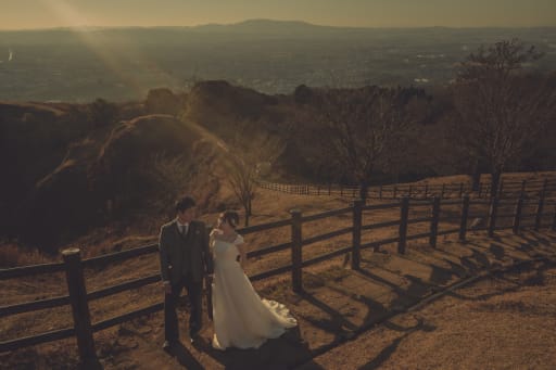 夕暮れの若草山