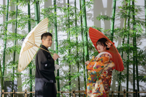 番傘と竹林！