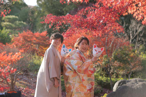 狐のお面ショット♡