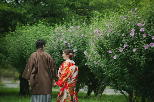 合わせた髪飾り