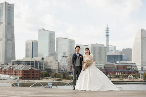  みなとみらいの景色と一緒に