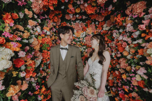 お気に入りのフラワーボックスでおふたりの笑顔も満開🎵