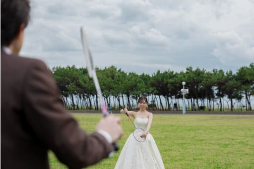 新婦さんのサーブ！