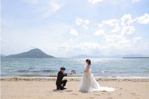浜辺で
