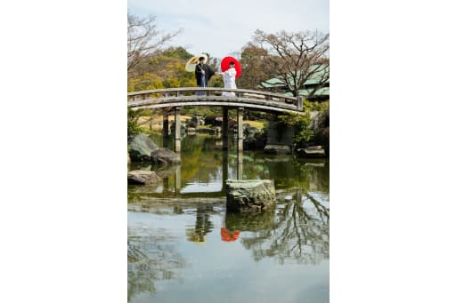 池にかかる太鼓橋