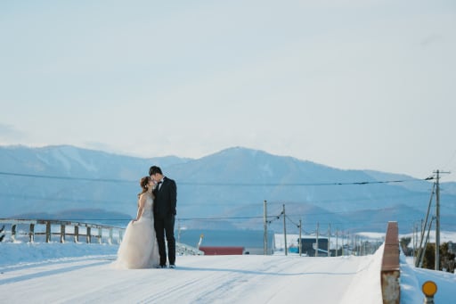 雄大な雪山に見守られて