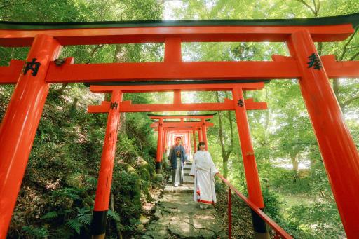 立派な鳥居の近くでも