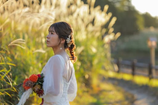 夕陽に照らされて