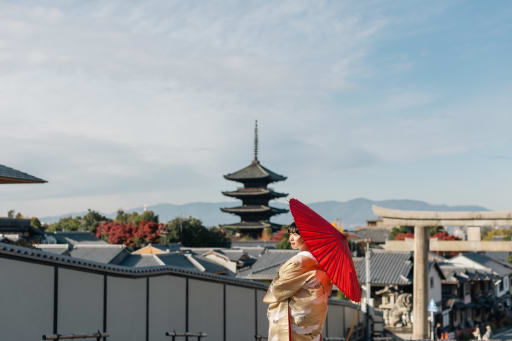 八坂の塔背景（ご新婦様ソロ写真）