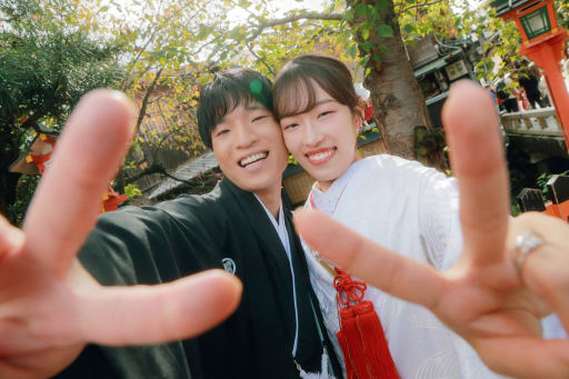 最後は全力ピース！