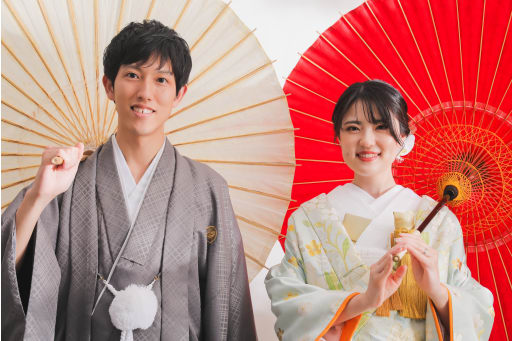 和傘で彩りを出して