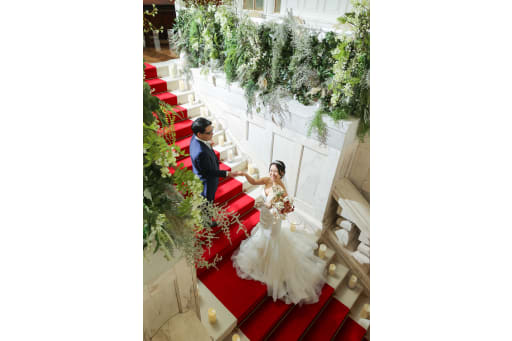 印象的な赤階段