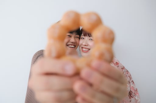 	 ほっぺをくっつけて