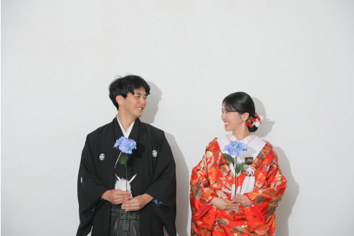 紫陽花と一緒に