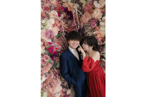 最後はお花に囲まれて！