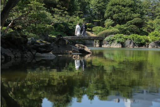 橋の上で