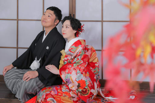 縁側に並んで。