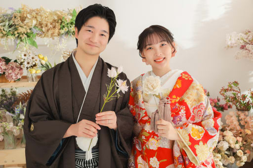 お花を持って