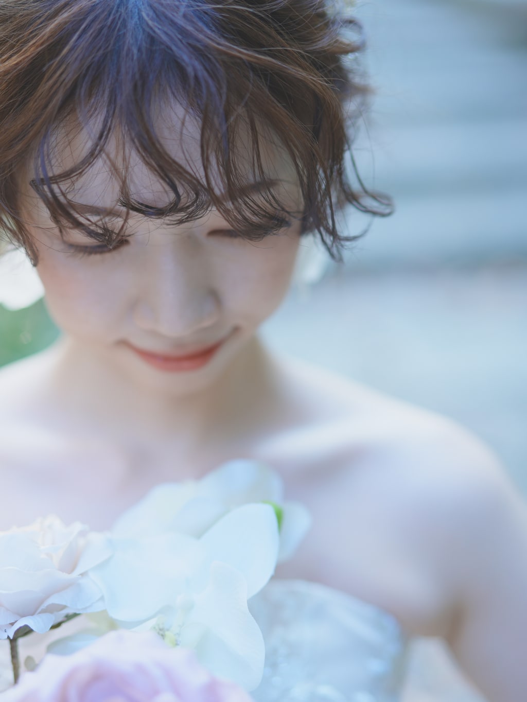 フロントウェーブ×編みおろし | デコルテフォトグラフィー | 前撮り・フォトウェディング