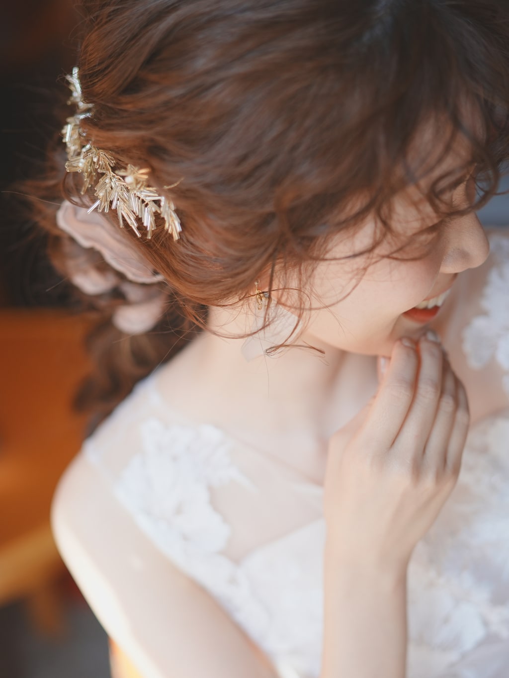 フロントウェーブ×編みおろし | デコルテフォトグラフィー | 前撮り・フォトウェディング