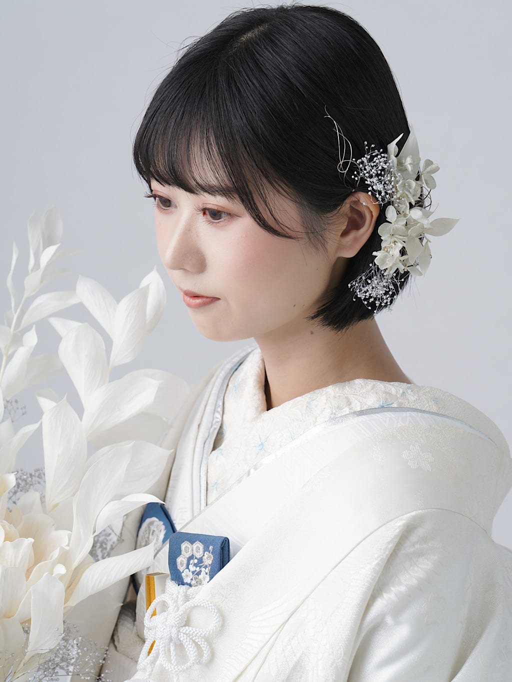 ショートボブ / ドライフラワー | デコルテフォトグラフィー | 前撮り・フォトウェディング