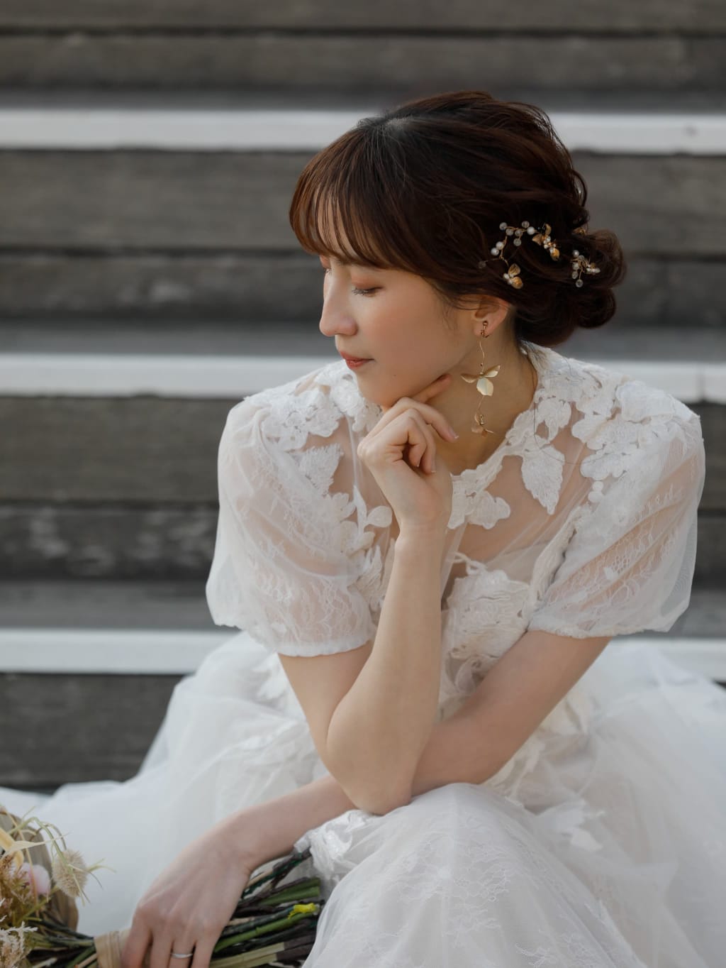 ふんわりシニヨン | デコルテフォトグラフィー | 前撮り・フォトウェディング