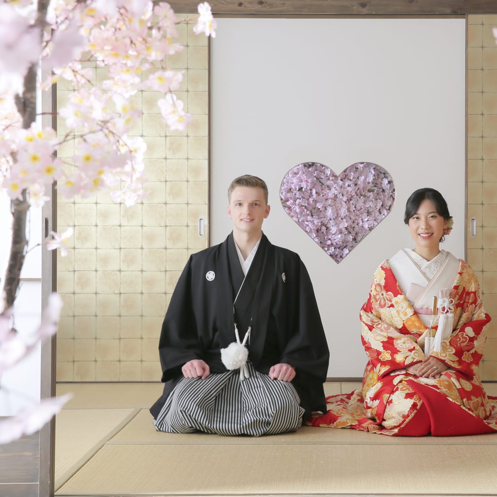 屋内庭園で2着撮影！