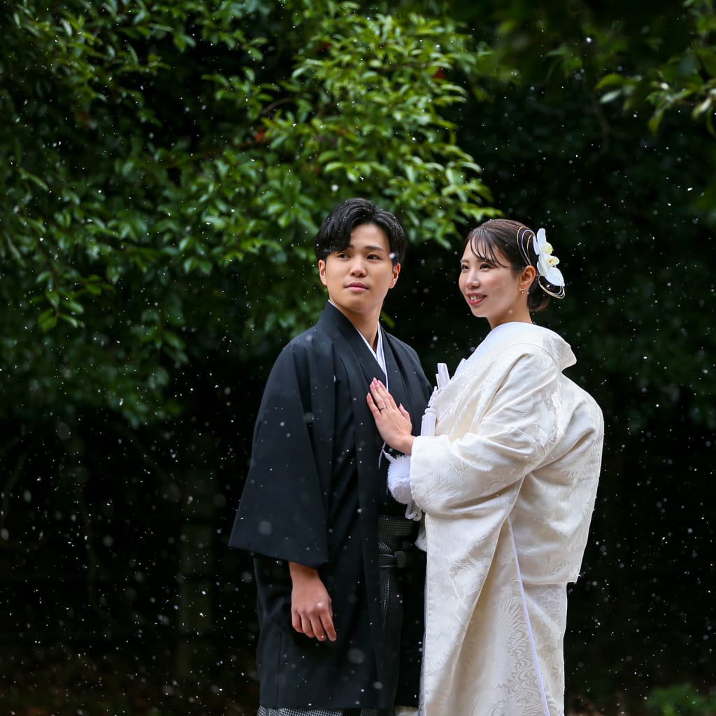 雪化粧の嵐山で