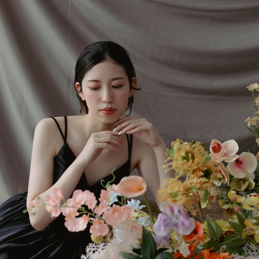 black dress × baby pink