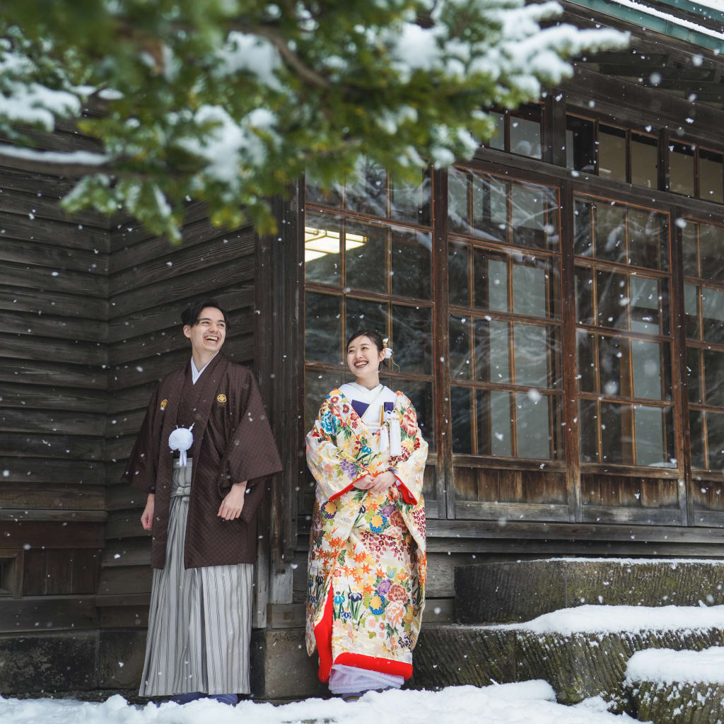 和装✕雪で北海道のウエディングフォト！気になる積雪の時期はいつ？☃