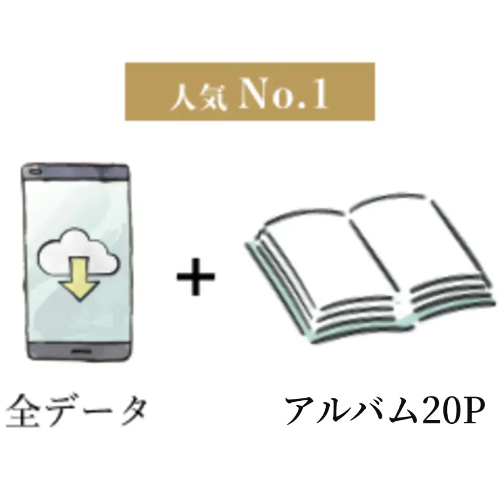基本プラン＋写真全データ（250カット以上）＋アルバム20P（35カット）