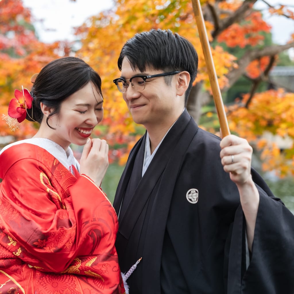 赤無垢 × 日本庭園 × 紅葉