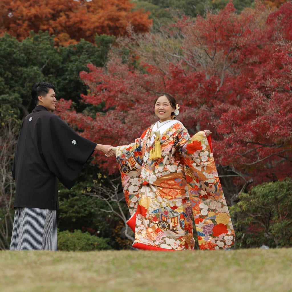 秋色に包まれた和装撮影