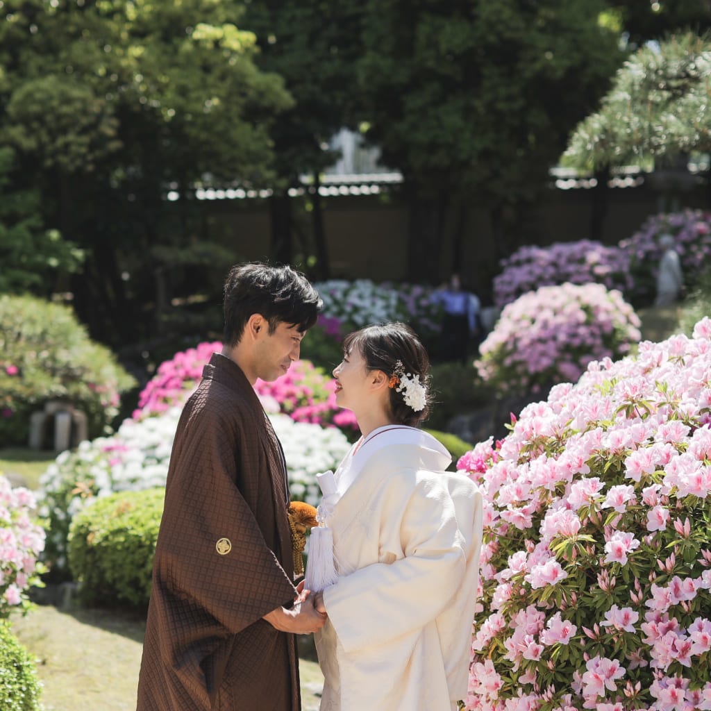 うららかな春の日本庭園で