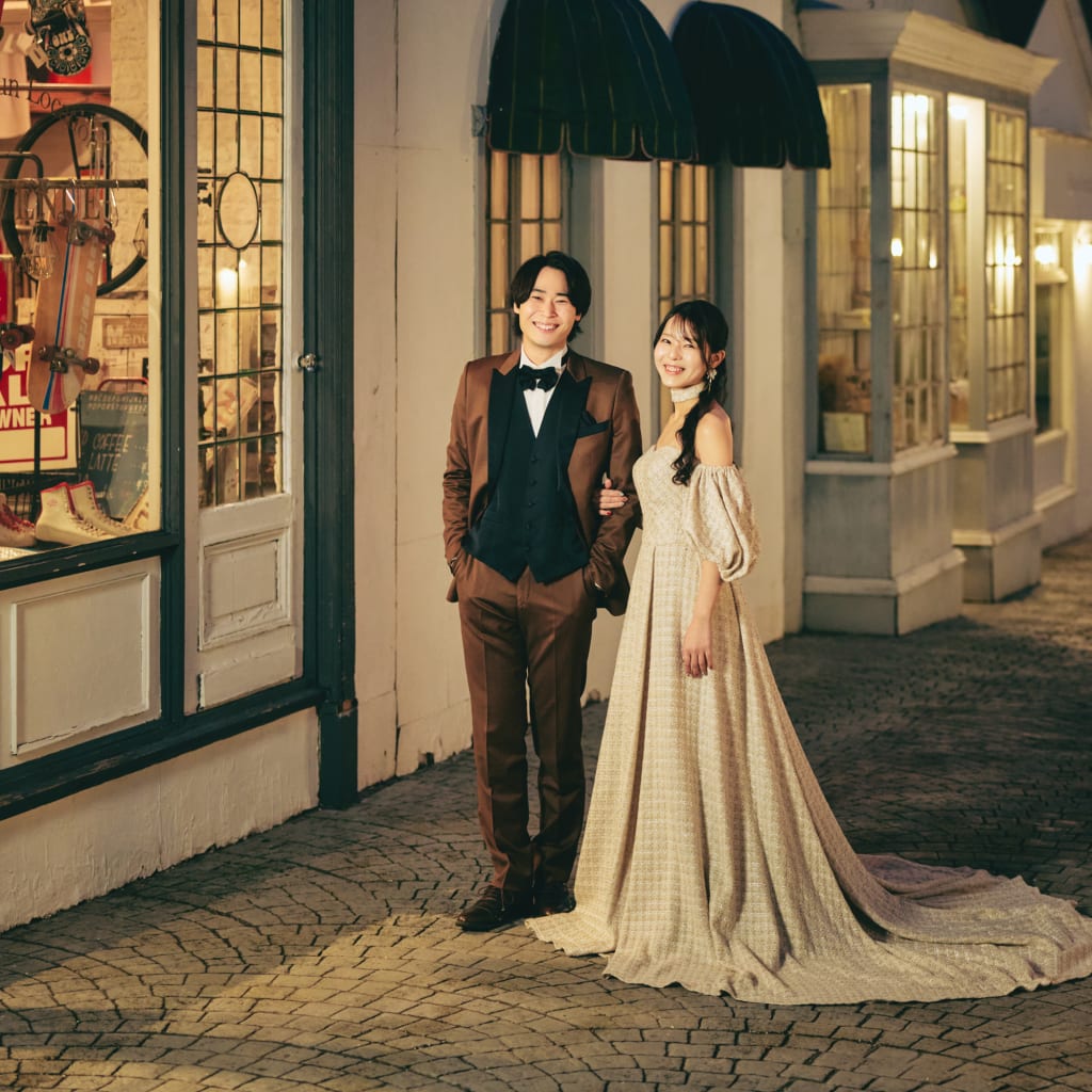 海外風の街並みで夜景撮影＊