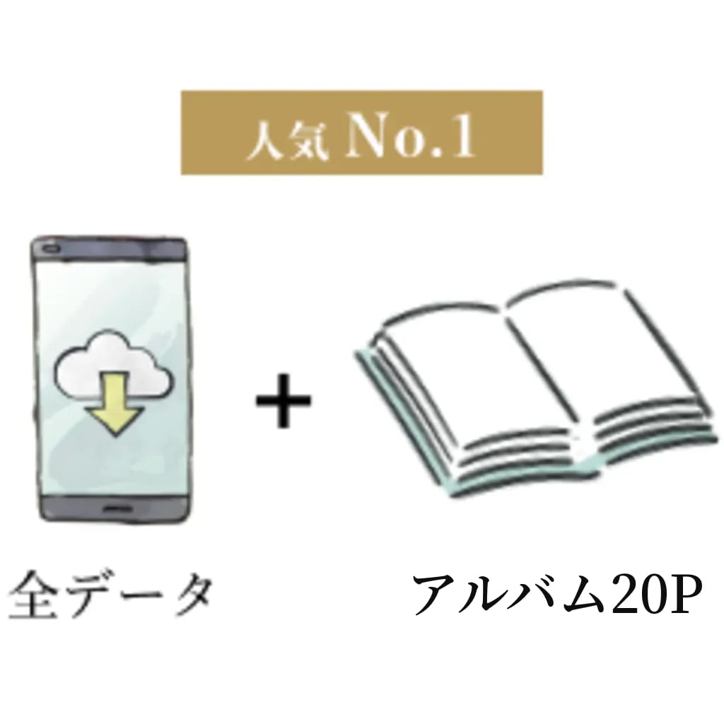 基本プラン＋写真全データ（300カット以上）＋アルバム20P（35カット）