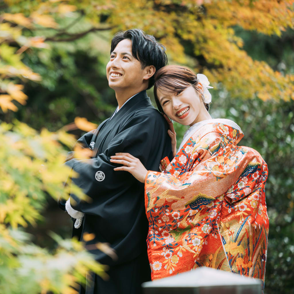 【スタジオAQUA】紅葉の見浜園、和装撮影
