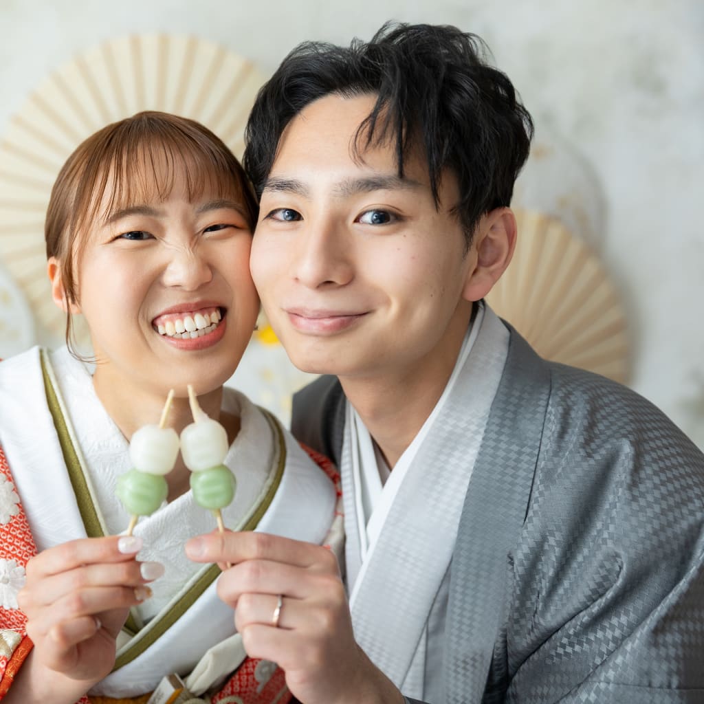 笑顔はじける屋内庭園スタジオ撮影