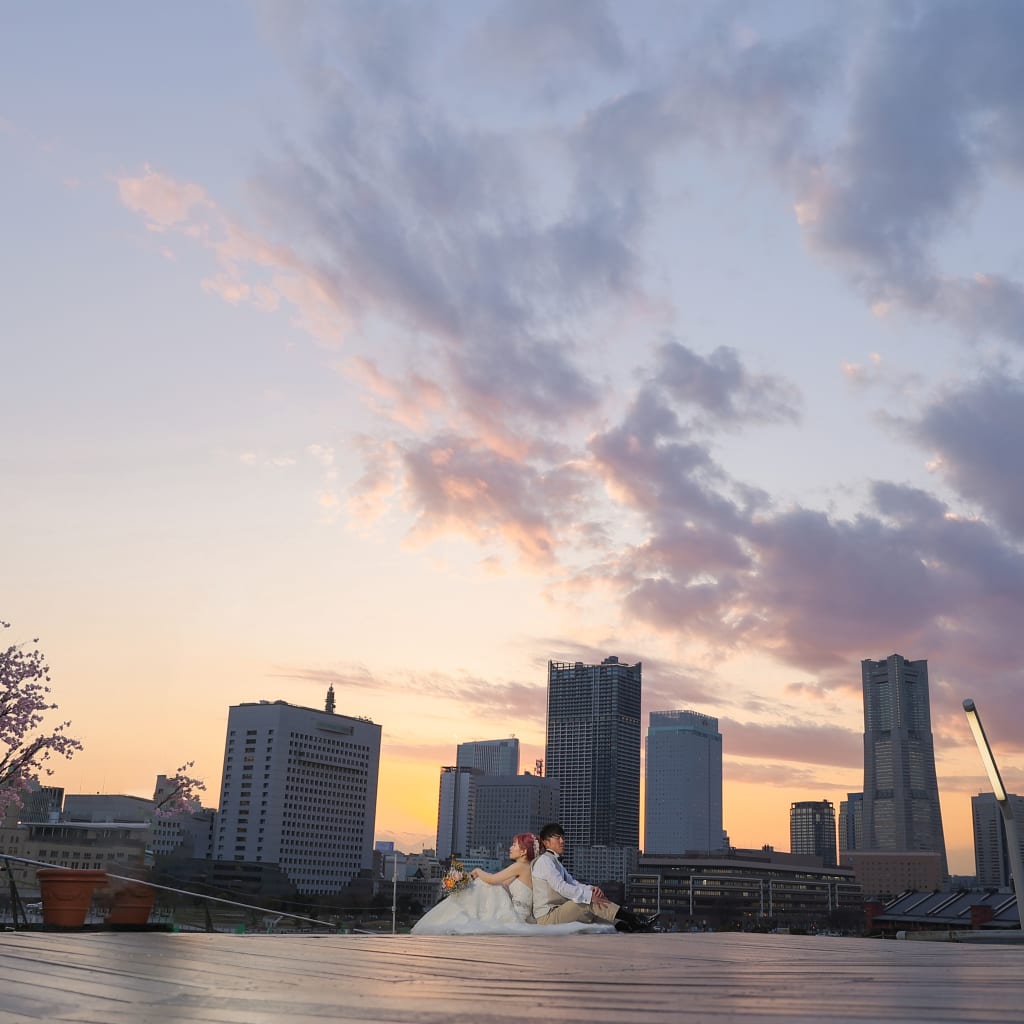 パステルカラーの夕景