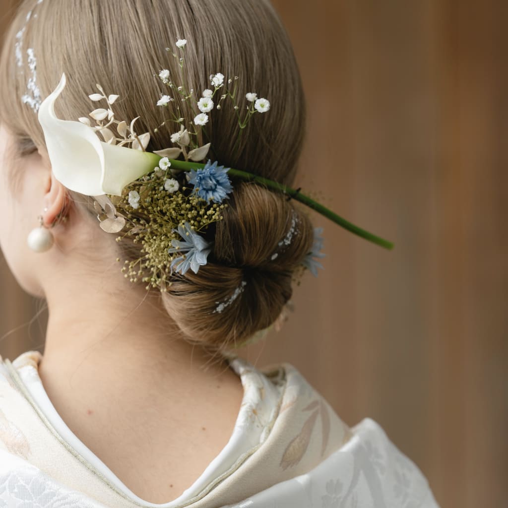 お花を使ったヘアメイク