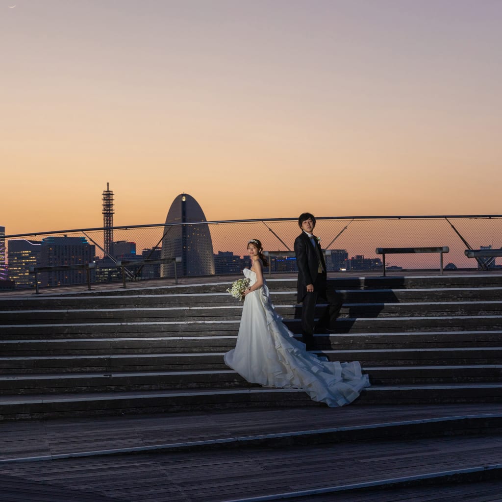 大さん橋　夕景から夜景にかけて撮影