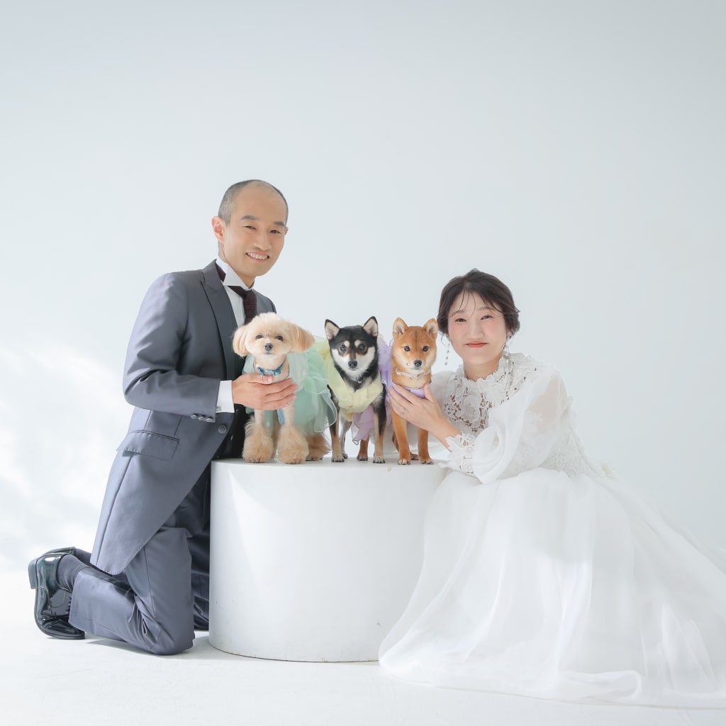 ワンちゃんと洋装ハウススタジオ撮影！ | デコルテフォトグラフィー | 前撮り・フォトウェディング