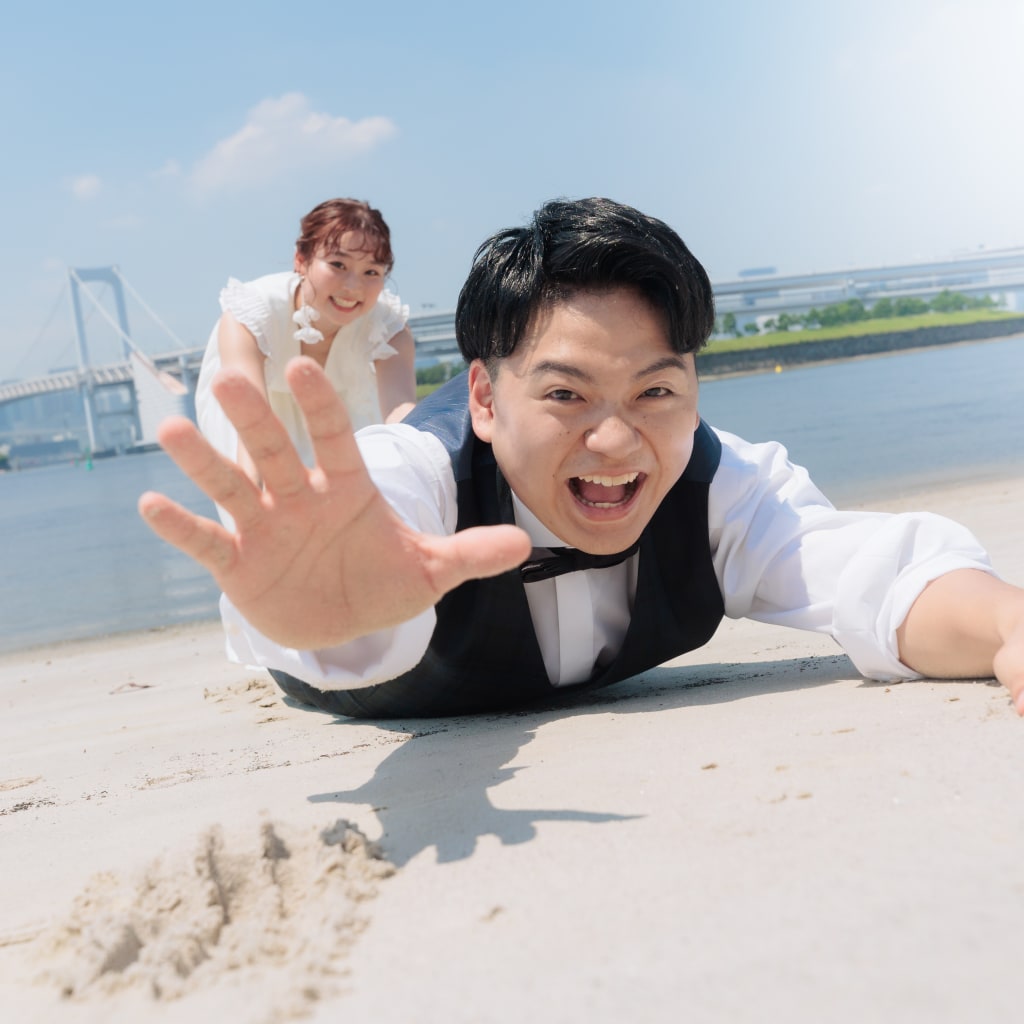 夏はお台場！洋装ロケーションプラン | デコルテフォトグラフィー | 前撮り・フォトウェディング
