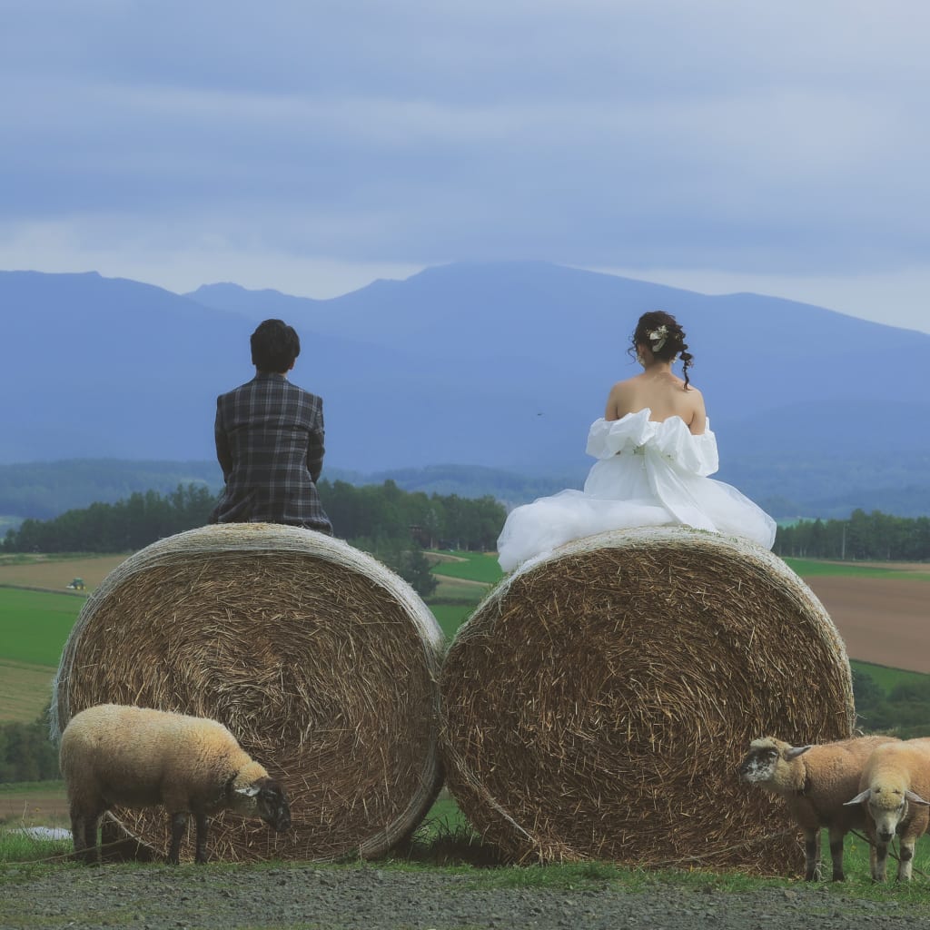 牧場とお花畑で | デコルテフォトグラフィー | 前撮り・フォトウェディング