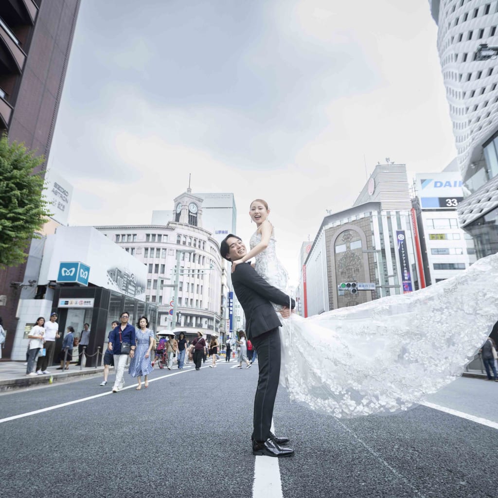 真夏の銀座でスナップ撮影！ | デコルテフォトグラフィー | 前撮り・フォトウェディング