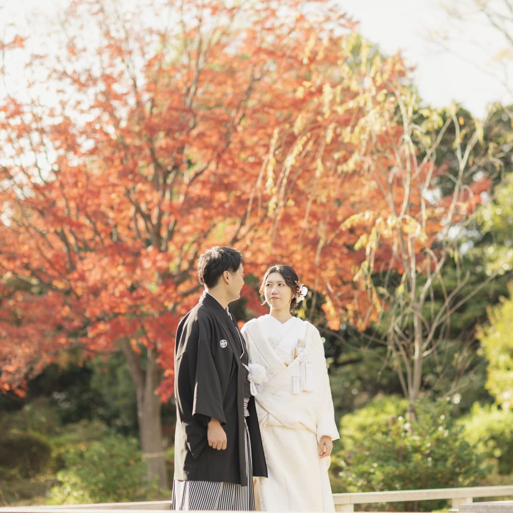 夕方の紅葉ロケーション撮影！ | デコルテフォトグラフィー | 前撮り・フォトウェディング