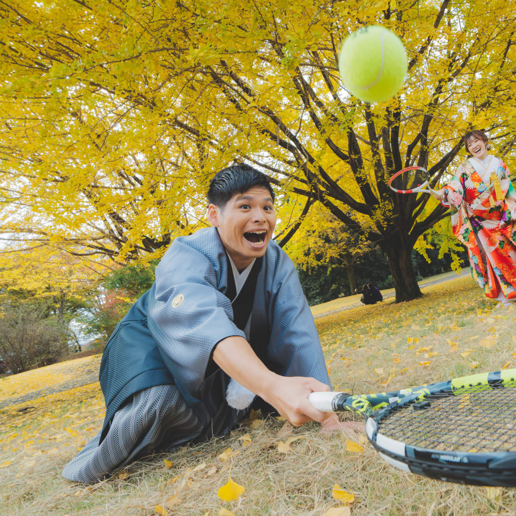 昭和記念公園で和装撮影