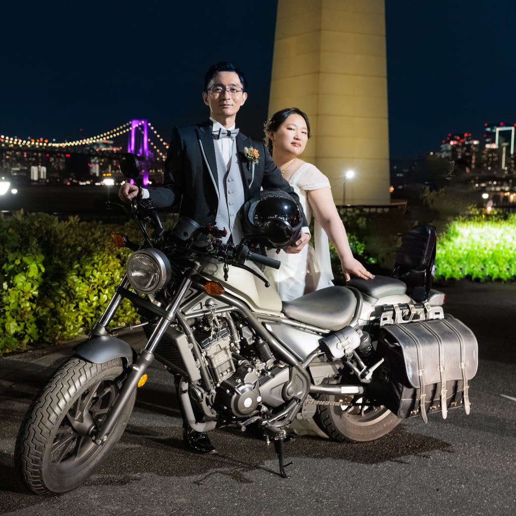 バイクと一緒にお台場夜景ロケーション